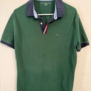 Tommy Hilfiger Dark Green Polo Shirt with Navy Accents